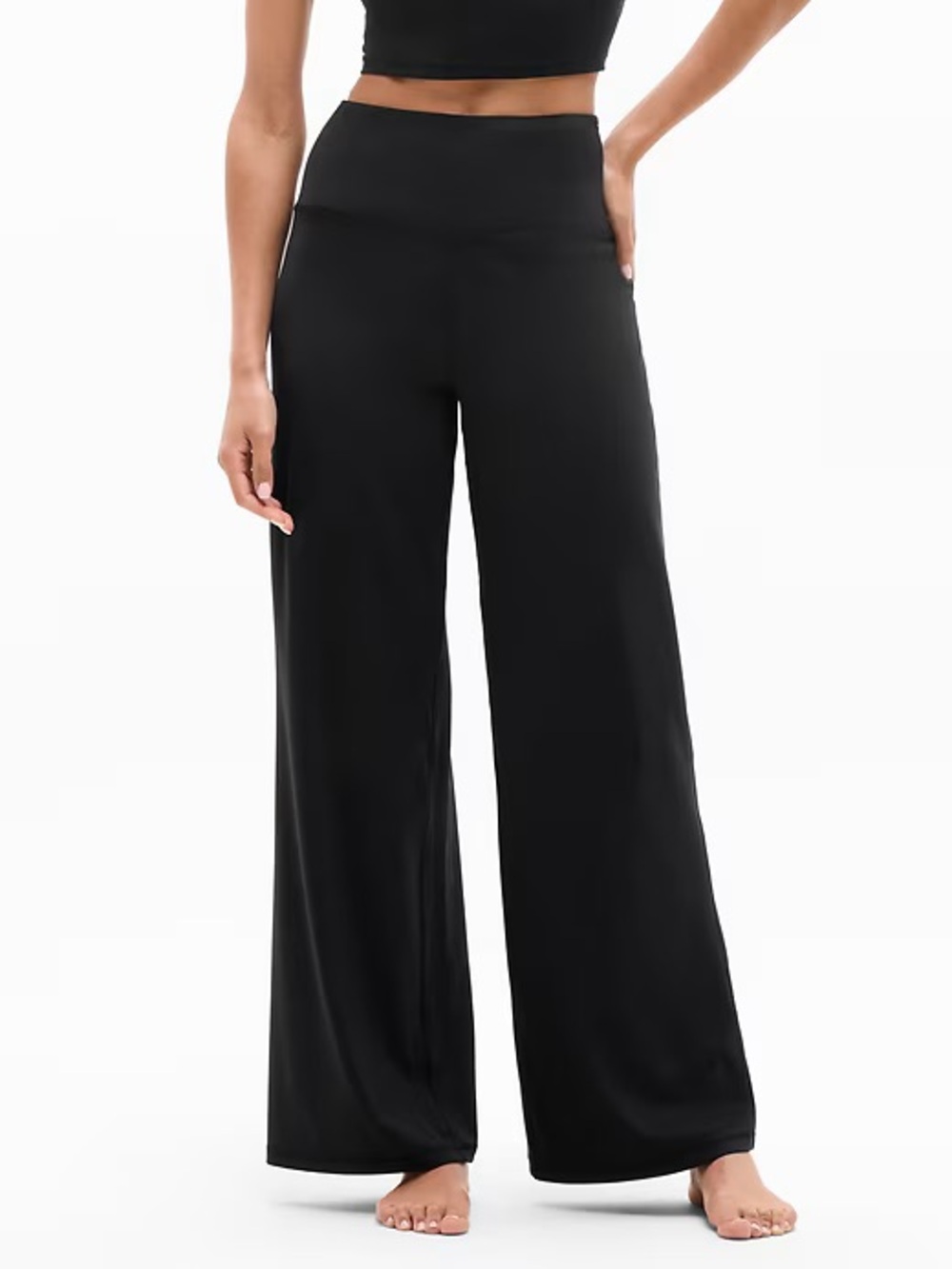 Athleta Black Elation Wide-Leg Pants M Tall